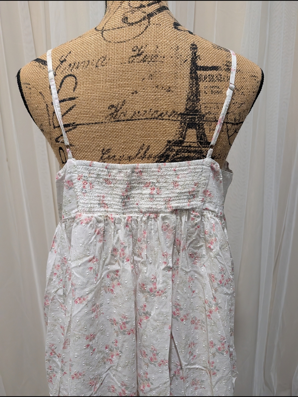 White Maxi Dress with Soft Pink Floral Print - Picture 6 of 8